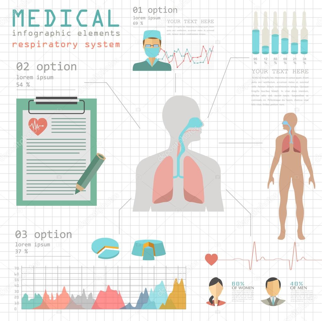 Medical and healthcare infographic, respiratory system infograph