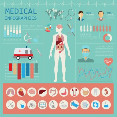 Tıbbi ve sağlık Infographic, infogr oluşturmak için öğeleri