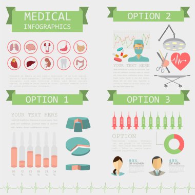 Tıbbi ve sağlık Infographic, infogr oluşturmak için öğeleri