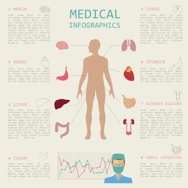 Tıbbi ve sağlık Infographic, infogr oluşturmak için öğeleri