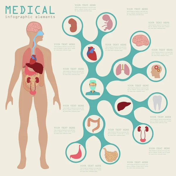 Infografía médica y sanitaria, elementos para crear infogr — Vector de stock