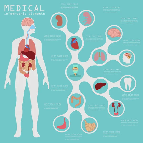 Infographic การแพทย์และการดูแลสุขภาพ, องค์ประกอบสําหรับการสร้าง infogr — ภาพเวกเตอร์สต็อก