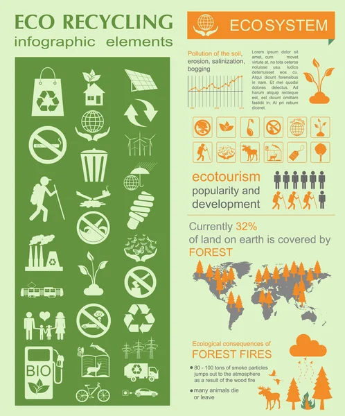 Milieu, ecologie infographic elementen. Milieurisico 's, — Stockvector