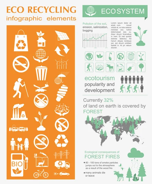 Medio ambiente, elementos de la infografía ecológica. Riesgos medioambientales , — Archivo Imágenes Vectoriales