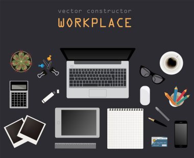 Düz tasarım yerde çalışıyor. Kendi çalışma alanı Oluşturucu