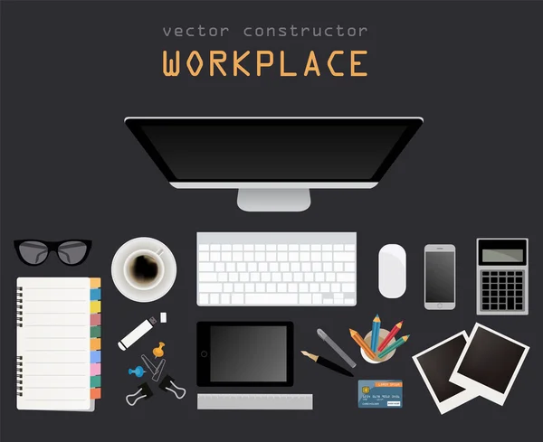 Working place in flat design. Constructor of your own work space — Stock Vector