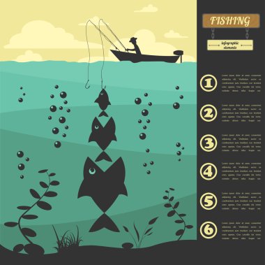 Balık tutma Infographic öğeleri. Kendi oluşturmak için öğeleri ayarla