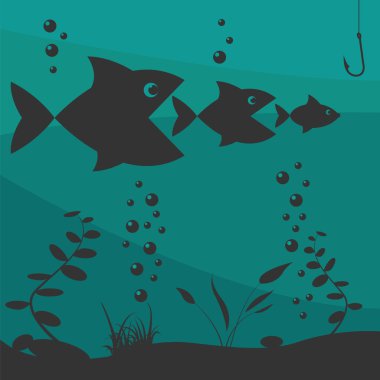 Teknede Balık tutma. Balık tutma tasarım öğeleri