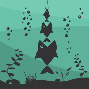 Teknede Balık tutma. Balık tutma tasarım öğeleri