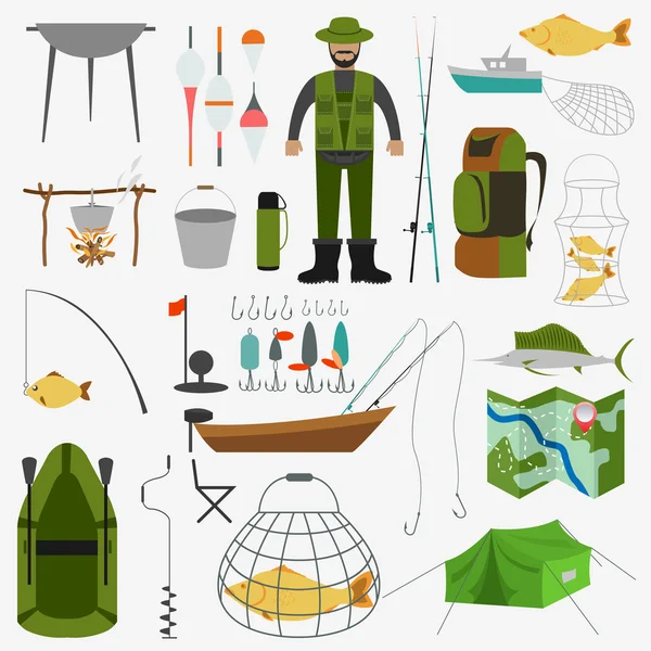 Fishing infographic elements, fishing benefits and destructive f — Stock Vector