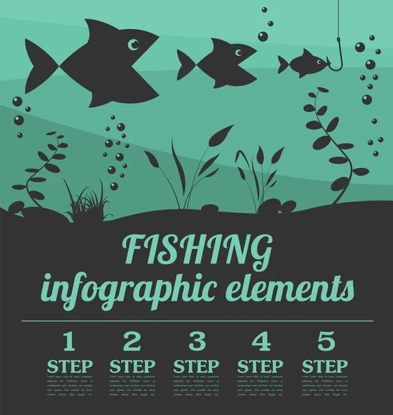 Elementi infografici di pesca. Imposta elementi per creare il tuo — Vettoriale Stock