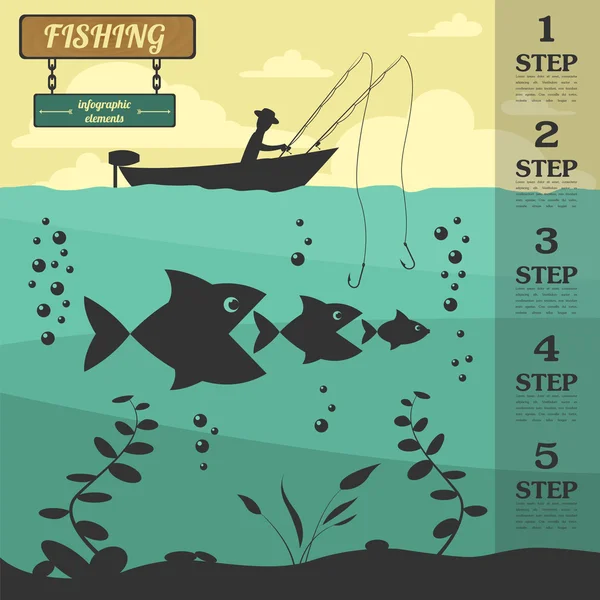 Elementi infografici di pesca. Imposta elementi per creare il tuo — Vettoriale Stock