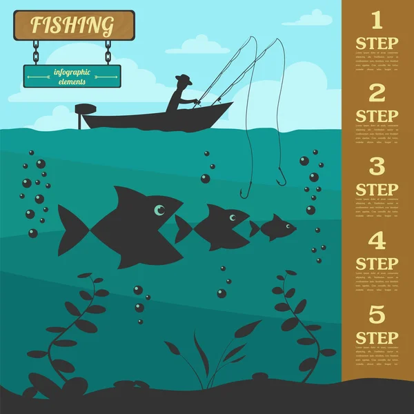 Fishing infographic elements. Set elements for creating your own — Stock Vector