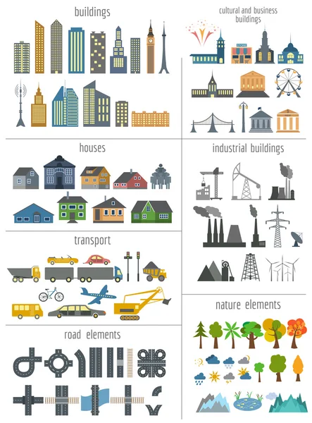 Gerador de mapas da cidade. Elementos para criar sua cidade perfeita. Col. —  Vetores de Stock