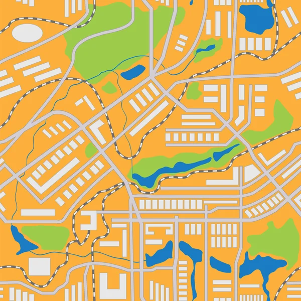 Mapa de la ciudad patrón sin costuras — Vector de stock