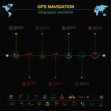 Küresel konumlandırma sistemi, gezinti. Infographic şablonu