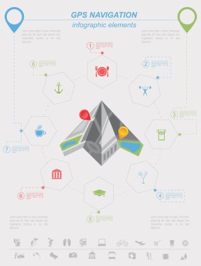 Küresel konumlandırma sistemi, gezinti. Infographic şablonu
