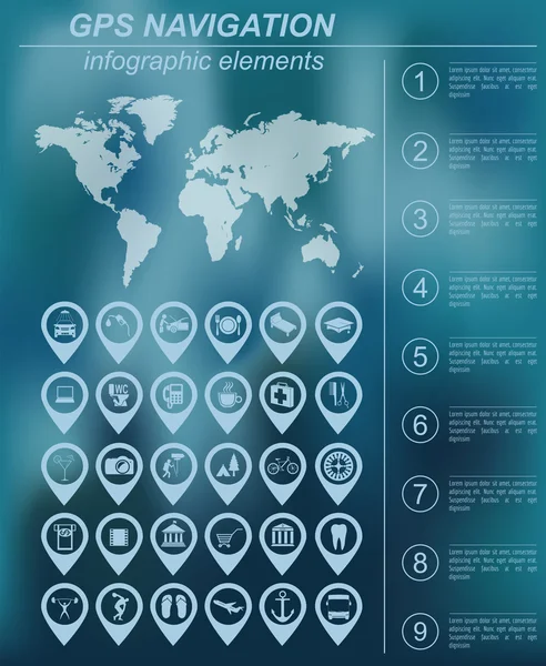 Global Positioning System, navigazione. Modello infografico — Vettoriale Stock