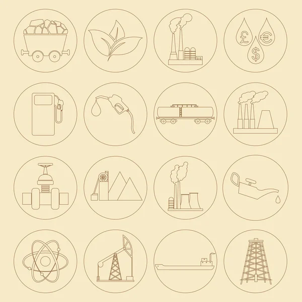 Conjunto 16 ícones de combustível e energia — Vetor de Stock
