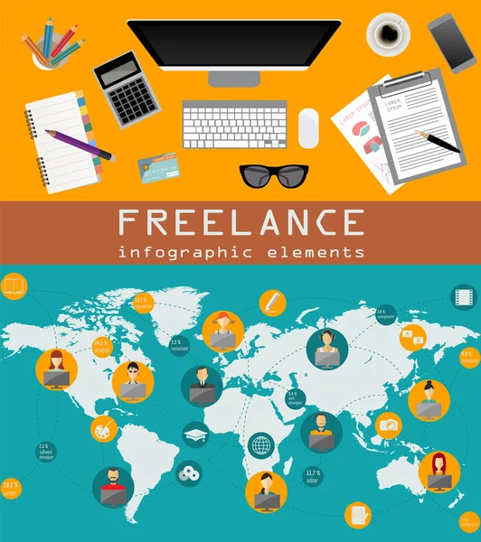 Freelance infographic template. Set elements for creating you ow — Stock Vector