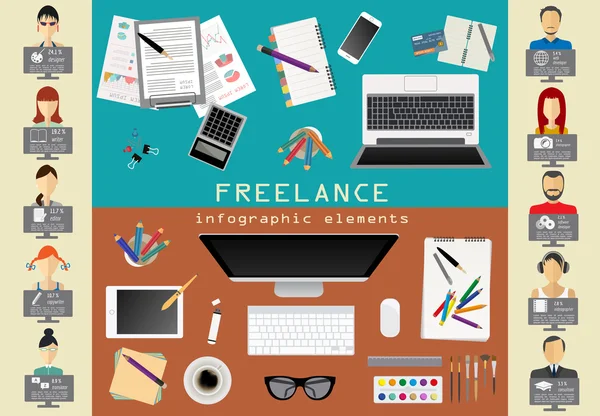 Freelance infographic template. Set elements for creating you ow — Stock Vector