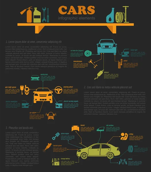 Serviço de carro, reparação Infográficos — Vetor de Stock