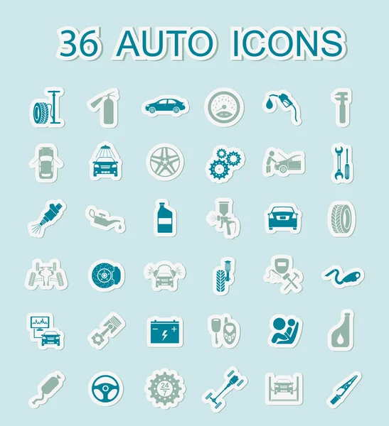 Conjunto de iconos de servicio de coche. Estilo de pegatinas . — Vector de stock