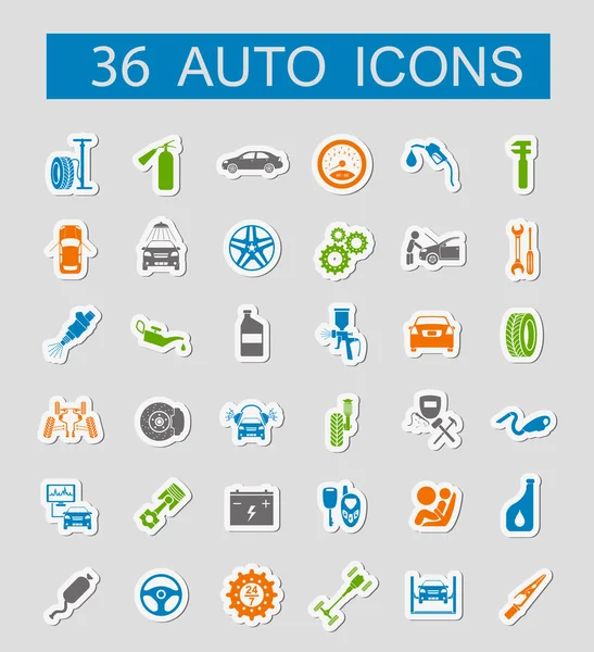 Set of car service icons. Stickers style. — Stock Vector