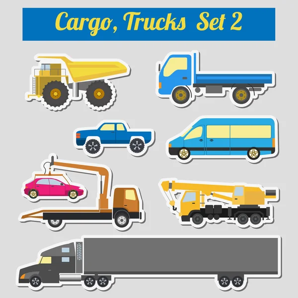 Ensemble d'éléments de transport de marchandises : camions, camions pour la création — Image vectorielle