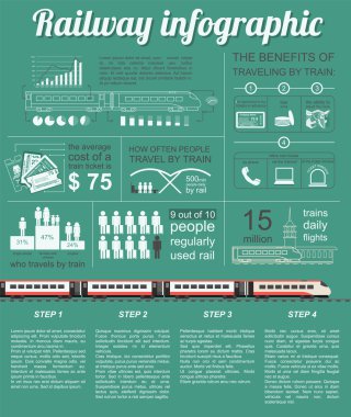 Demiryolu Infographic. Kendi infograp oluşturmak için öğeleri ayarla