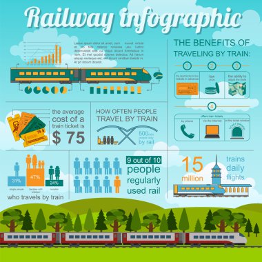 Demiryolu Infographic. Kendi infograp oluşturmak için öğeleri ayarla