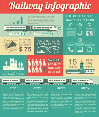 Demiryolu Infographic. Kendi infograp oluşturmak için öğeleri ayarla