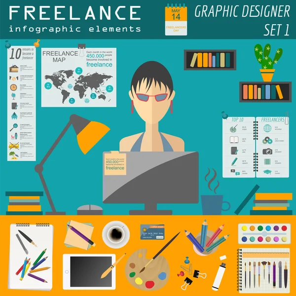 Plantilla infográfica independiente. Establecer elementos para crear ow — Vector de stock