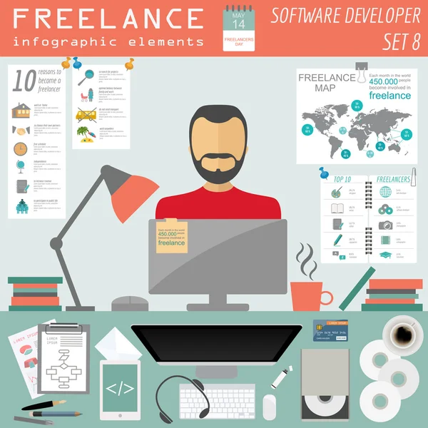 Freelance infographic sjabloon. Set elementen voor het maken van u ow — Stockvector