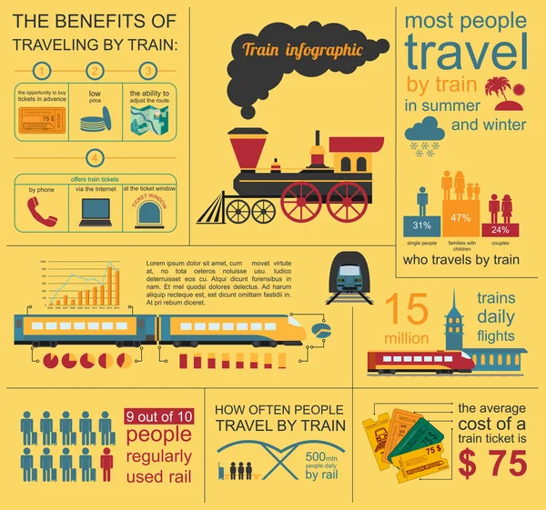 Infographic σιδηροδρόμων. Ορίσετε τα στοιχεία για τη δημιουργία της δική σας infograp — Διανυσματικό Αρχείο