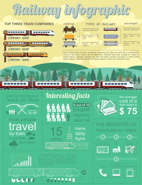 Spoorlijn infographic. Set elementen voor het maken van uw eigen infograp — Stockvector