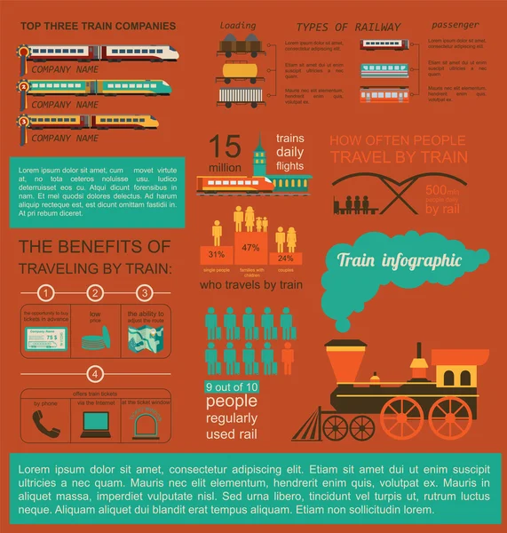 Railway infographic. Set elements for creating your own infograp — Stock Illustration Railway infographic. Set elements for creating your own infograp Stock Vector