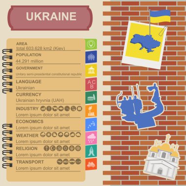 Ukraine infographics, statistical data, sights clipart