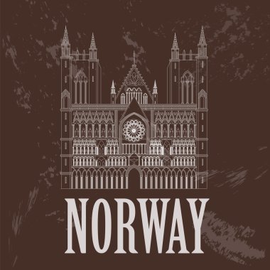 Norveç yerler. Retro tarz resim