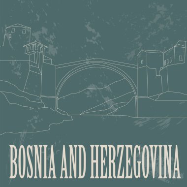 Bosna-Hersek yerler. Retro tarz resim