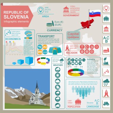 Slovenya infographics, istatistiksel veri, manzaraları