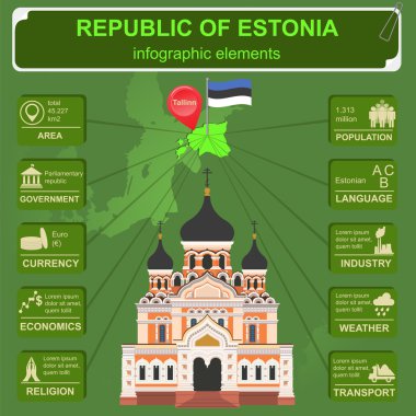 Estonya infographics, istatistiksel veri, manzaraları.