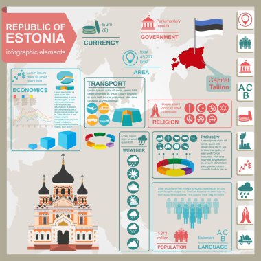 Estonya infographics, istatistiksel veri, manzaraları.