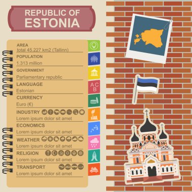 Estonya infographics, istatistiksel veri, manzaraları.