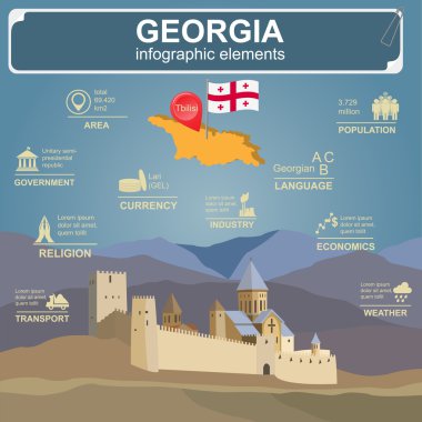Georgia infographics, istatistiksel veri, manzaraları