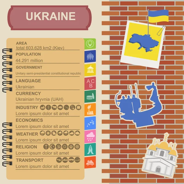 Ukraine infographics, statistical data, sights — Stock Vector