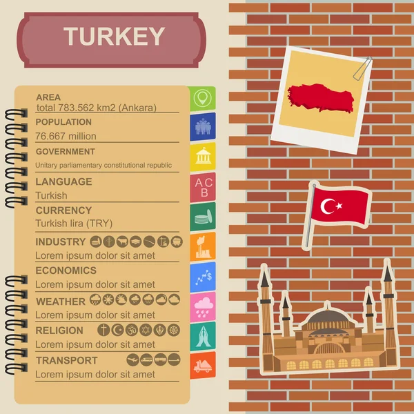 Turquía infografías, datos estadísticos, vistas — Vector de stock