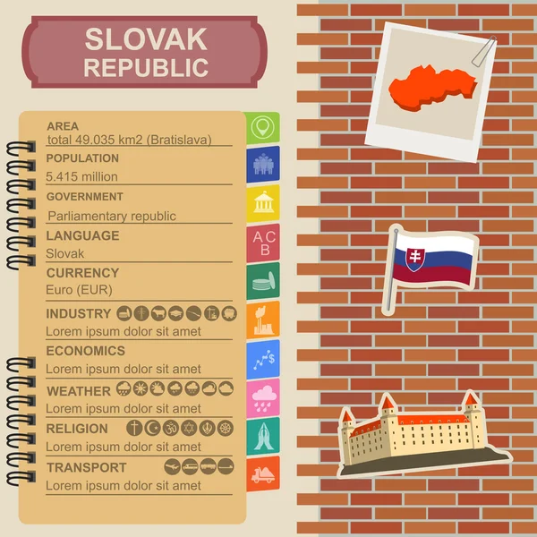 Eslováquia infográficos, dados estatísticos, pontos turísticos —  Vetores de Stock