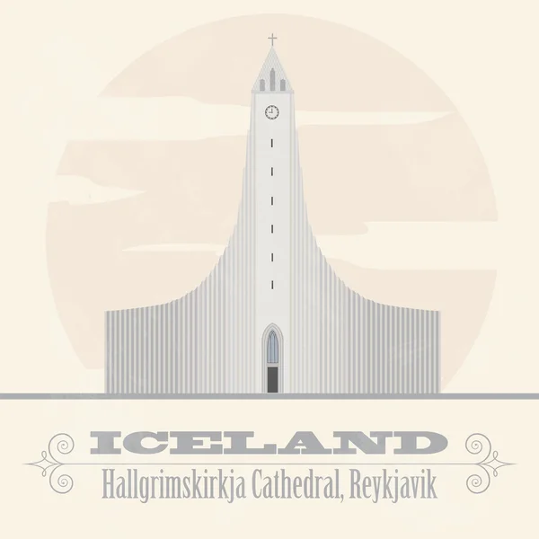 Iceland landmarks. Retro styled image — Stock Vector