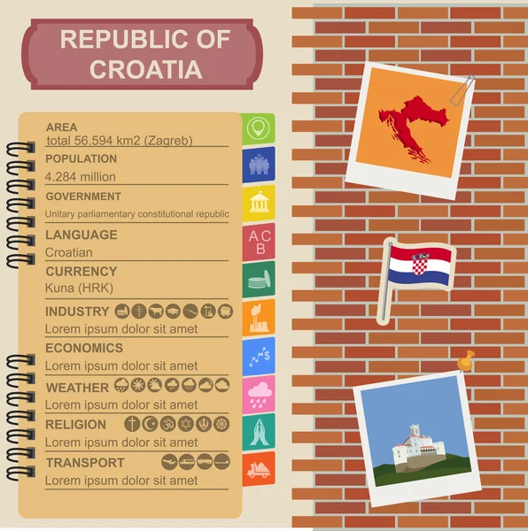 Croacia infografías, datos estadísticos, vistas — Vector de stock